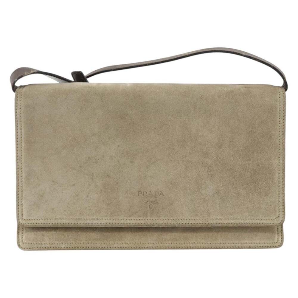 Prada Suede Shoulder Bag Beige